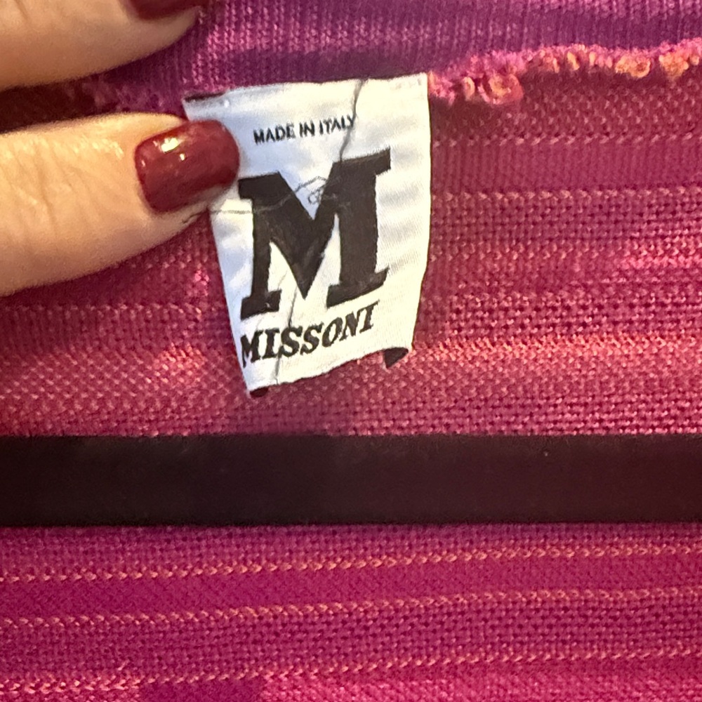 M by Missoni Pink and Red Striped Short Sleeve Top - Picture 2 of 8